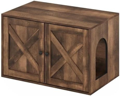 Furinno PELI Farmhouse Style Cat Litter Box Enclosure, Rustic Brown
