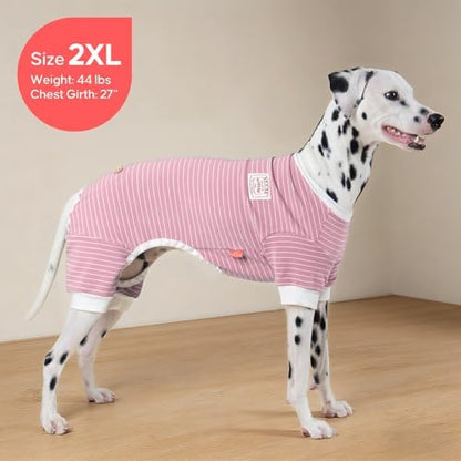 KYEESE Striped Dog Pajamas for Large Dogs Stretchy Onesie for Daily Wear