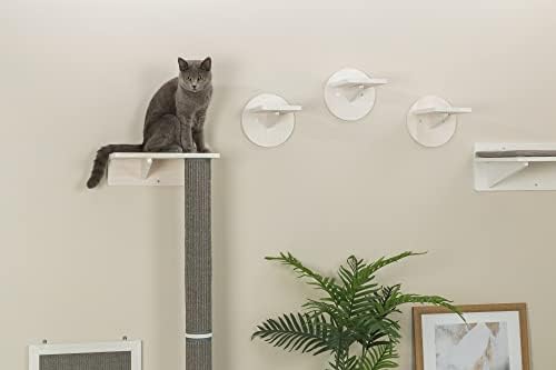 Trixie Cat Wall Furniture Set 1 - Customizable Cat Wall Climbing Set - with Climbable Scratching Post and Elevated Plattform - with Durable Sisal Rope - in White/Gray