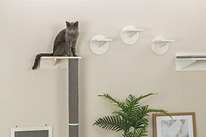 Trixie Cat Wall Furniture Set 1 - Customizable Cat Wall Climbing Set - with Climbable Scratching Post and Elevated Plattform - with Durable Sisal Rope - in White/Gray