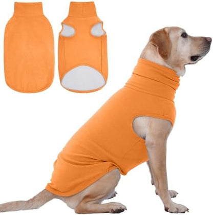 IECOii XXL Dog Sweater - Stretch Fleece Vest with Turtleneck,Orange,XXLarge