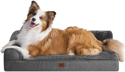 EHEYCIGA XL Dog Bed Memory Foam for Crate, Extra Large Dog Bed Orthopedic with Washable Removable Cover, Waterproof Pet Sofa Couch XLarge Size Dogs, 41x27x6.5, Dark Grey