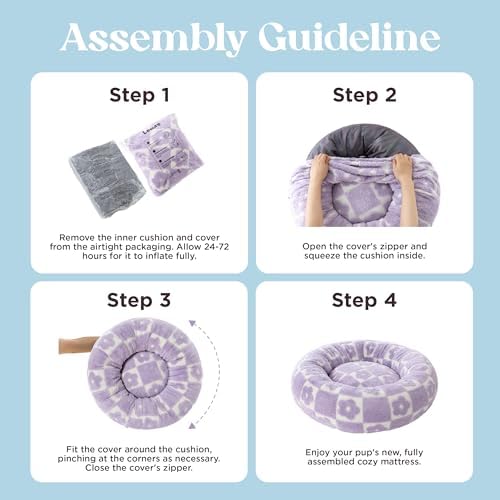LE SURE Shown on TV Jacquard Donut Cat Beds Indoor,Flower Checks 20x20x6in