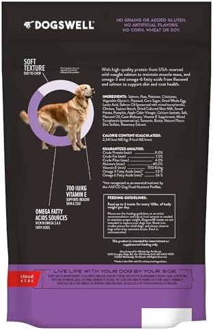 DOGSWELL Skin & Coat Soft & Chewy Dog Treats, Salmon, 14 oz. Pouch