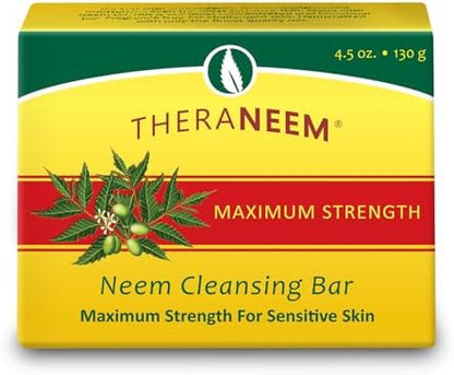 TheraNeem Neem Oil Cleansing Soap Bar for Sensitive Skin, 4.5 oz