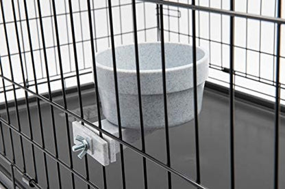 Lixit® Kennel Cage Food or Water Bowl, Non Spill Hanging Removable Dog Crate Bowls, Carrier Water-Food Bowl for Dogs or Cats, Attaches to Cages for Feeding and Drinking, Gray, 20 Oz (Pack of 6)