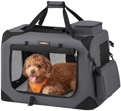 Feandrea Collapsible Soft Dog Crate, Portable Travel Carrier, 24 Inches