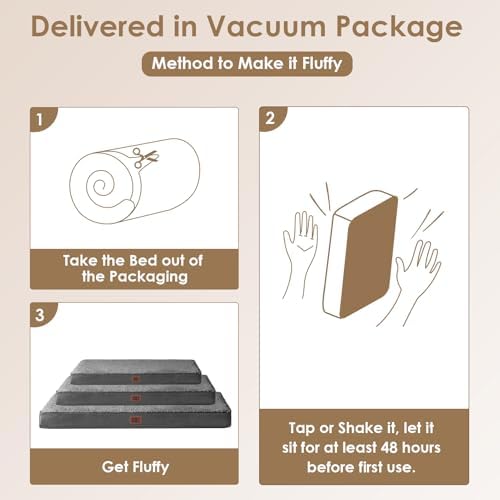 EHEYCIGA Orthopedic Dog Bed Large with Removable Washable Cover, 41IN Grey