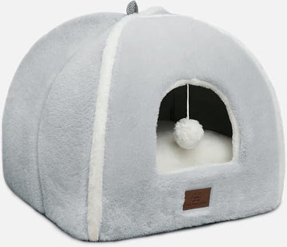 Cat Bed for Indoor Cats - Cat Cave Bed Cat House Cat Tent with Removable Washable Cushioned Pillow, Soft and Self Warming Kitten beds,Cat Beds & Furniture,for Small and Medium Pet Bed.
