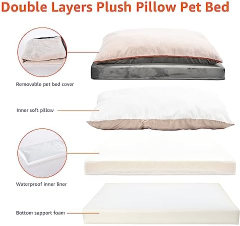Amazon Basics Dog Bed with Cooling Gel Memory Foam, Pressure-Relief Support for Dogs up to 50lbs, Non-Slip Bottom, Machine Washable Cover, Large Sized (36" x 27"), Grey