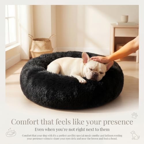 nononfish Puppy Bed for Small Dogs,Calming Donut Plush Pet Bed