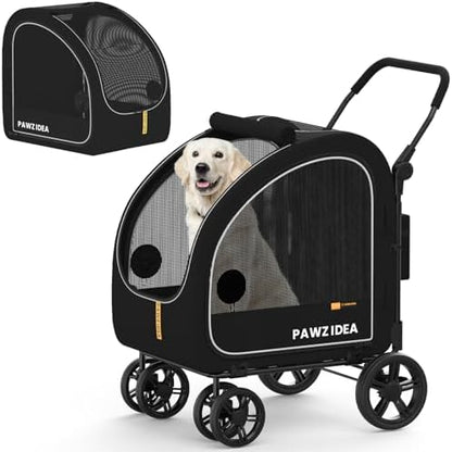 PAWZIDEA 3-in-1 Large Dog Stroller with Detachable Carrier, 45% Extra Tall