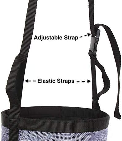 Majestic Ally Horse Feed Bag, Heavy Duty Nylon Mesh Grain Feed Bag, Adjustable Strap with Durable Snap and Elastic Straps, Comfort Neck Pad and Nose Pad- Large (Cob, Dark Gray)