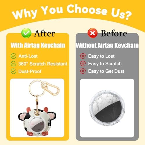 Leather Keychain Holder Case for AirTag, Cute Protective Cover for Apple Airtag KeyChain, GPS Tracker Item Finder