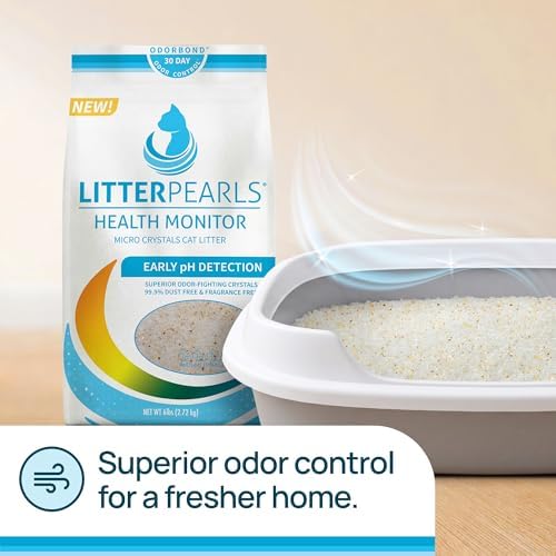 Litter Pearls Health Monitor Cat Litter, Unscented Micro Crystals (6 LB Bag) – Color Changing pH Indicator for Feline Health Tracking, 30-Day Odor Control, Dust Free and 60% Lighter (Pack of 2)