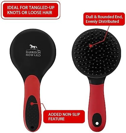 Harrison Howard Horse Mane and Tail Brush Horse Professional Grooming Brush Equestrian Detangler Non-Slip Brush Red