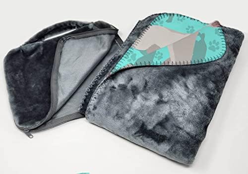 Caroline's Treasures MLM1077TBLT White German Shepherd Soft Travel Blanket with Bag Airplane Blanket, Indoor Outdoor Camping Blanket for Traveling, Picnics, Beach Trips, Concerts