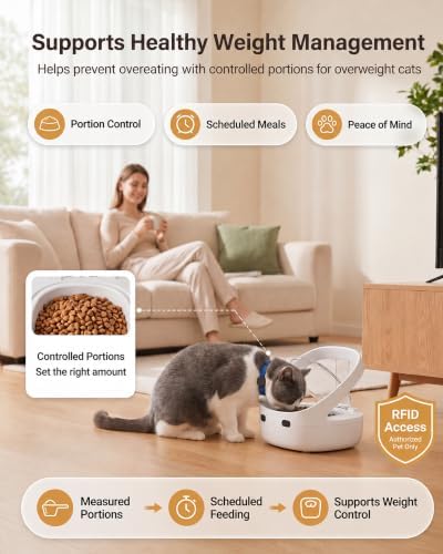 RFID Collar Cat Feeder for Multi-Cat Homes, Helps Reduce Stealing