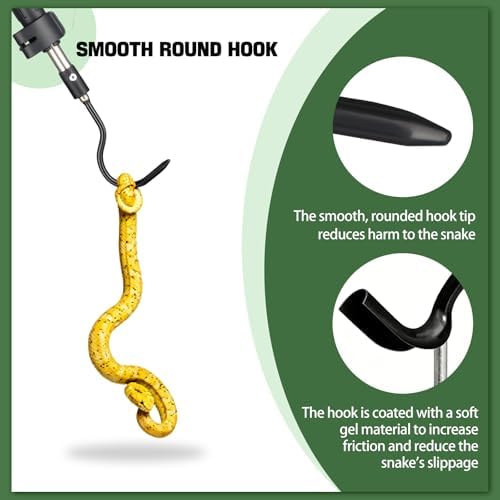 2pcs Snake Hook Set, Telescopic Snake Catcher Stainless Steel Snake Handling Tool for Moving Ball Rattlesnakes Python Copperhead with Long Handle (35-64inch&26inch)