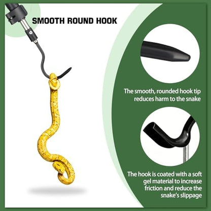 2pcs Snake Hook Set, Telescopic Snake Catcher Stainless Steel Snake Handling Tool for Moving Ball Rattlesnakes Python Copperhead with Long Handle (35-64inch&26inch)