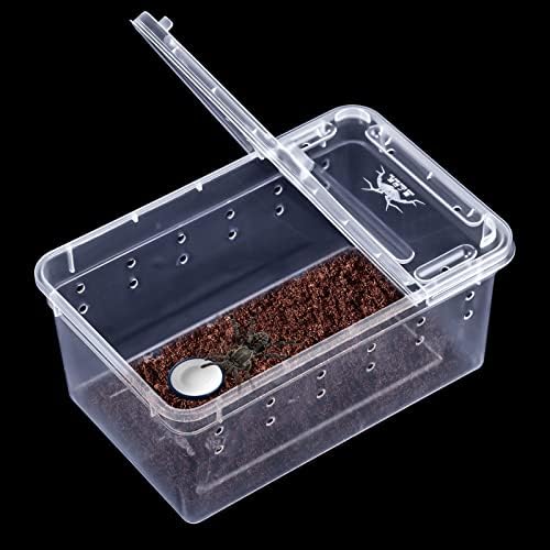 Irenare 8 Pcs Reptile Breeding Box Plastic Spider Terrarium Tarantula Feeding Box for Bearded Dragon Lizard Spider Gecko Scorpion(Vent Holes,Clear,5.9 x 3.9 x 2.5 Inch)