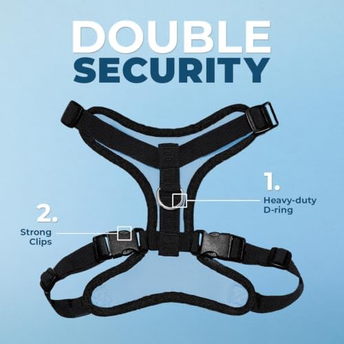 Voyager Step-in Lock Dog Harness - Baby Blue/Black Trim, Large