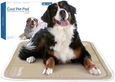The Green Pet Shop Cool Pet Pad - Extra Large, Iced Latte - Self-Cooling, Pressure Activated Mat for Dogs & Cats from 80+ lbs - Non-Toxic Gel, No Water Needed
