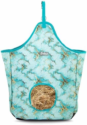 Jeffers Expression Top Loading Hay Bag for Horses & Livestock – Durable 600 Denier Hanging Hay Feeder, Water Resistant with Mesh Bottom, Easy Hanging Snap for Stall, Trailer, Travel - Bisbee Blue