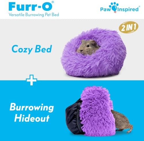 Paw Inspired Furr-O Burrowing Pet Bed Enrichment, Removable Base, Purple