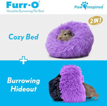 Paw Inspired Furr-O Burrowing Pet Bed Enrichment, Removable Base, Purple