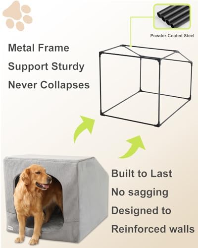 Hovicaed Indoor Dog House Extra Large Sized Dog Tent with Cave Bed 42x30ins