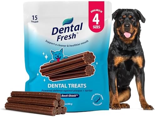 Dental Fresh Dental Treat Sticks for Large Dogs Brush Free Chews, 15 Ct