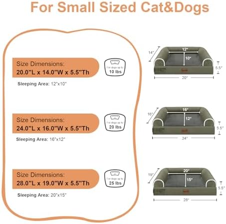 NANUYA Orthopedic Dog Bed for Medium Dogs, 28 x 19 Inch, Dark Green