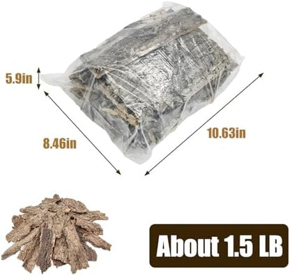 VCEPJH 1.5 LB Reptile Bark Bedding, Natural Cork Bark for Reptiles Flat Cork Wood Terrarium Substrate Tank Supplies for Snake Spiders Bearded Dragons Hermit Crabs Geckos