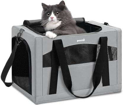 Pecute Cat Carrier Stable, Pet Carrier with Privacy Partition,Gray