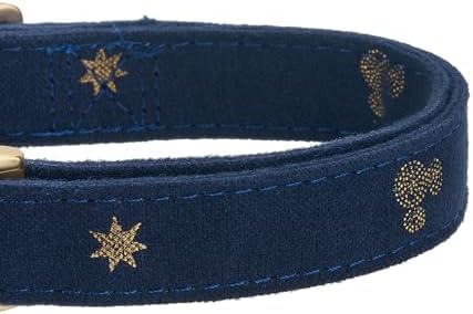 Cotton Fibric Dog Collar with High Grade Metal Buckle,for Large Dogs(Dark Blue,Large:17-26")