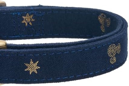 Cotton Fibric Dog Collar with High Grade Metal Buckle,for Large Dogs(Dark Blue,Large:17-26")
