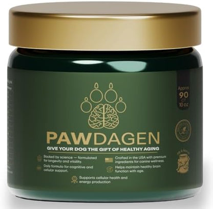 Dog Longevity Supplement - NMN, Lions Mane, Curcumin, CoQ10 All Breeds & Ages + Senior Dog Vitamins - 14 Ingredients - Cellular Vitality, Brain Health - Made in USA - 1-3 Months Supply