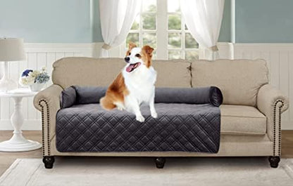 Brilliant Sunshine Grey Velvet Dog Sofa Slipcover, Extra Large
