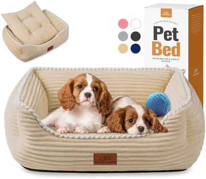 Zerbuger 25in Coffee Rectangle Cat Dog Bed Machine Washable Sleeping Sofa