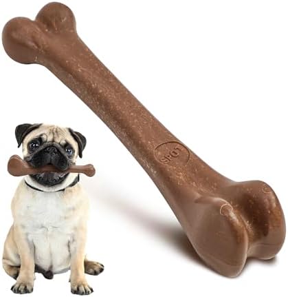 SPOT Bam-Bones Bone - Made with Strong Bamboo Fiber, Durable Long Lasting Dog Chew for Light to Moderate Chewers, Great Toy for Adult Dogs & Teething Puppies under 40lbs, 7.25in, Bacon Flavor