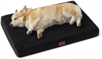 Bedsure Washable Dog Crate Bed for Large Size with Comfy Sherpa,35x22 Black