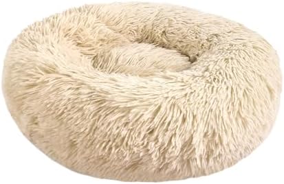 otoez Kitten Puppy Bed Extra Small XS Round Dog Cat Beds Anti Anxiety Plush Pet Calming Donut Bed with Non-Slip Waterproof Bottom, Washable (15.7", Taupe)