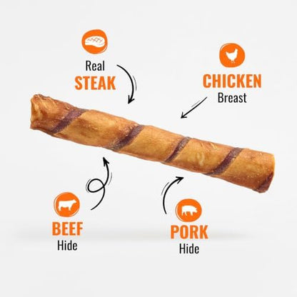 GOOD 'N' FUN SteakSational Twist High Protein Treat for Large Dog, 4 Count