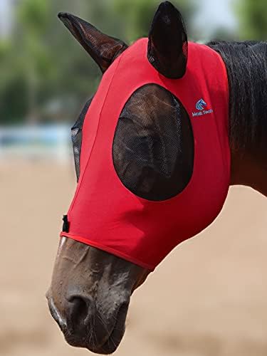 Mask Tech 5 Pieces Horse Fly Masks with Ears, Stretchy Elastic Mesh Fly Masks, 3D Eye Clearance, UV Protection-Large,Combo 24