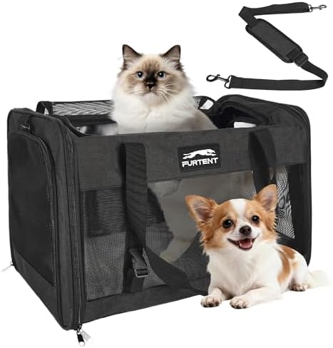 Soft Sided Cat Carrier, Pet Carrier for 2 Cats or Small Dogs Up to 25Lbs