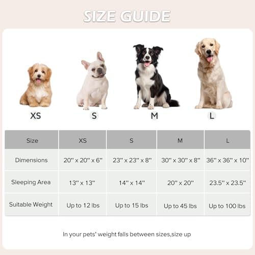 JOEJOY Jacquard Donut Round Dog Beds Medium Sized Dog,Brown 30x30x8in, Removable Washable Cover, Cute Pattern, Ultra Soft Fluffy Calming Pet Bed with Thick Supportive Bolster