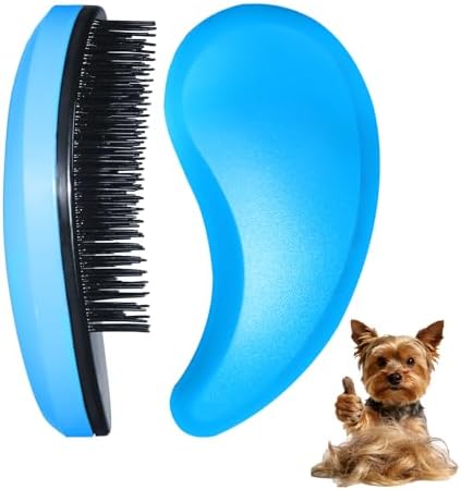 Small Dog Brush, Skin-friendly Soft Bristles (Blue)
