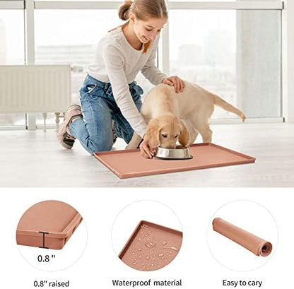 Silicone Dog Food Mat Waterproof Pet Feeding Tray for Medium and Large Dogs