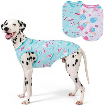 KYEESE 2Pack Dog Shirt for Large Dogs Soft Breathable T-Shirts, Ice Cream